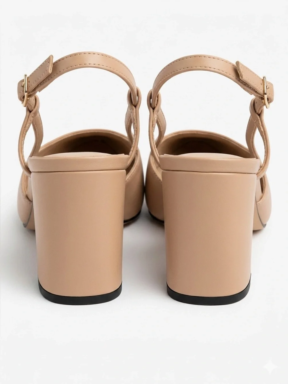 Unisa Unhavie Slingback Block Heel Pumps Nude & Black 7.5 Block Heel - Picture 5 of 9